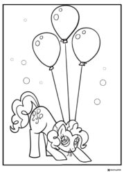 My Little Pony with balloons and bubbles coloring page