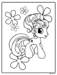 My Little Pony with flowers coloring page