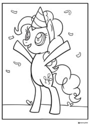 My Little Pony with party hat and confetti coloring