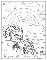 My Little Pony with rainbow and stars coloring page