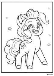 My Little Pony with stars and happy expression coloring page