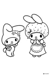 My Melody Characters Simple Coloring Page