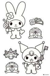 My Melody and Kuromi Accessories Coloring Page