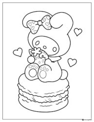 My Melody coloring page on a macaron