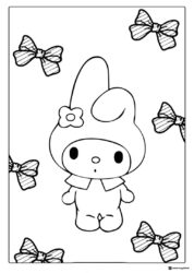 My Melody coloring sheet with bows
