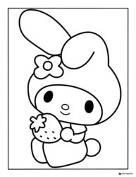 My Melody holding strawberry coloring page