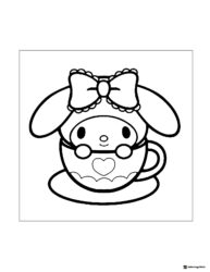My Melody in a teacup coloring sheet