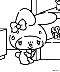 My Melody looking sad coloring page