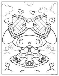 My Melody with big bow coloring sheet
