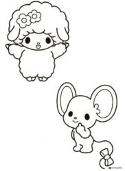 My Melodys friends coloring page of a lamb and mouse