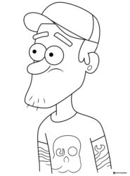 Nate Coloring Page with a skull shirt