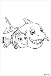 Nemo and Chum the Shark Coloring Page