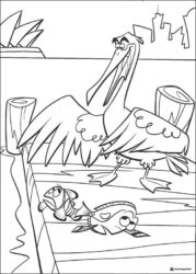Nigel Marlin and Dory on the dock Coloring Page