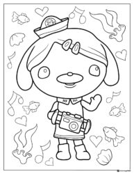 Octonauts Dashi with camera and music notes coloring page
