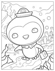 Octonauts Peso underwater with fish coloring page