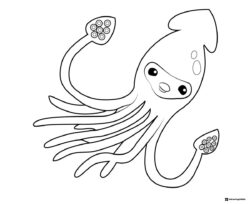 Octonauts happy squid creature coloring sheet