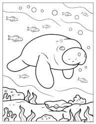 Octonauts manatee swimming underwater coloring page