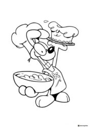 Odie Chef Baking Coloring Sheet