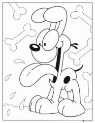 Odie Coloring Page with Bones