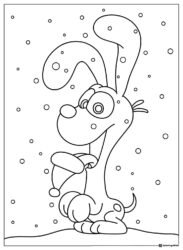 Odie Snowing Coloring Page with Santa Hat