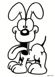 Odie with Tongue Out Coloring Sheet