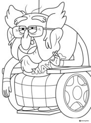 Old Man McGucket in wheelchair Coloring Page