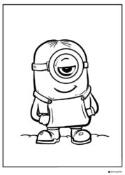 One eyed Minion in a hooded shirt coloring page