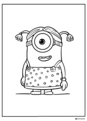 One eyed Minion in a polka dot dress coloring sheet