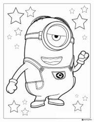 One eyed Minion with stars coloring sheet
