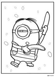 One eyed Minion with two bananas coloring page