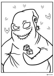 Oogie Boogie Coloring Sheet with Bats and Dice
