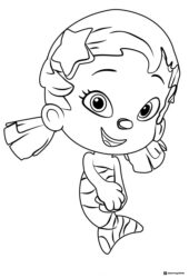 Oona Bubble Guppy with starfish coloring sheet