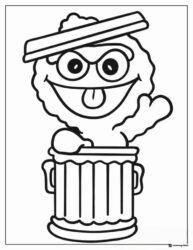 Oscar the Grouch in a trash can coloring page