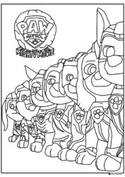 PAW Patrol Mighty Movie Pups Line Up Coloring Sheet