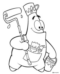 Patrick Star Coloring Page as a painter
