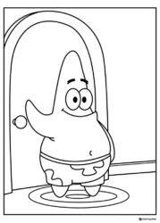 Patrick Star Coloring Page by an open door