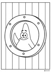 Patrick Star Coloring Page looking through porthole