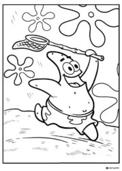 Patrick Star Coloring Page with a net