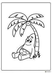 Patrick Star under a palm tree Coloring Sheet