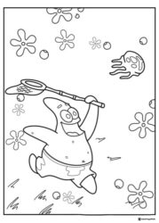 Patrick Star with net Coloring Page