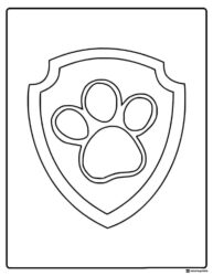 Paw Patrol Badge Coloring Page with Paw Print Symbol