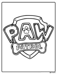Paw Patrol Logo Coloring Page with Badge and Bone Design