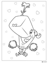 Pearl cheerleading Coloring Page with hearts