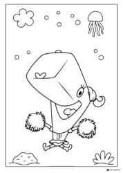 Pearl cheerleading Coloring Sheet with jellyfish
