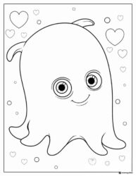 Pearl the Octopus with Hearts Coloring Page