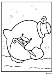 Pekkle Duck eating soup coloring page