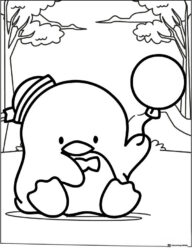 Pekkle Duck with balloon coloring page