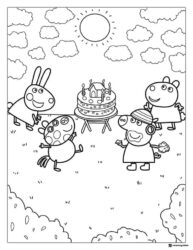 Peppa Pig Coloring Page Birthday party with friends