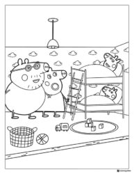 Peppa Pig Coloring Page Family in a bedroom