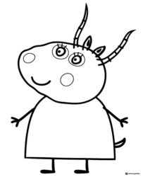 Peppa Pig Coloring Page Gabriella Goat standing and smiling